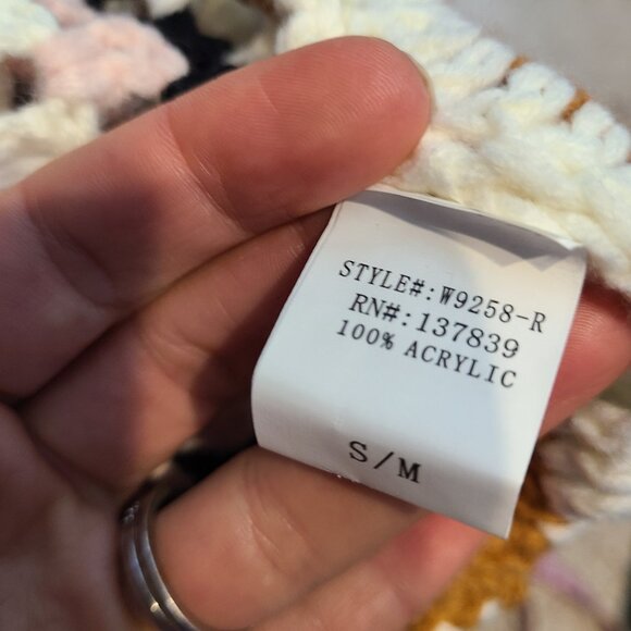 DREAMERS BY DEBUT Crochet Granny Square Cardigan Boho Retro Gypsy Grunge S/M - Picture 9 of 9